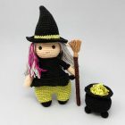 Witch with broomstick and cauldron