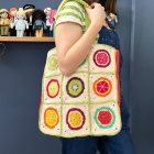 Fruit granny square grocery tote bag
