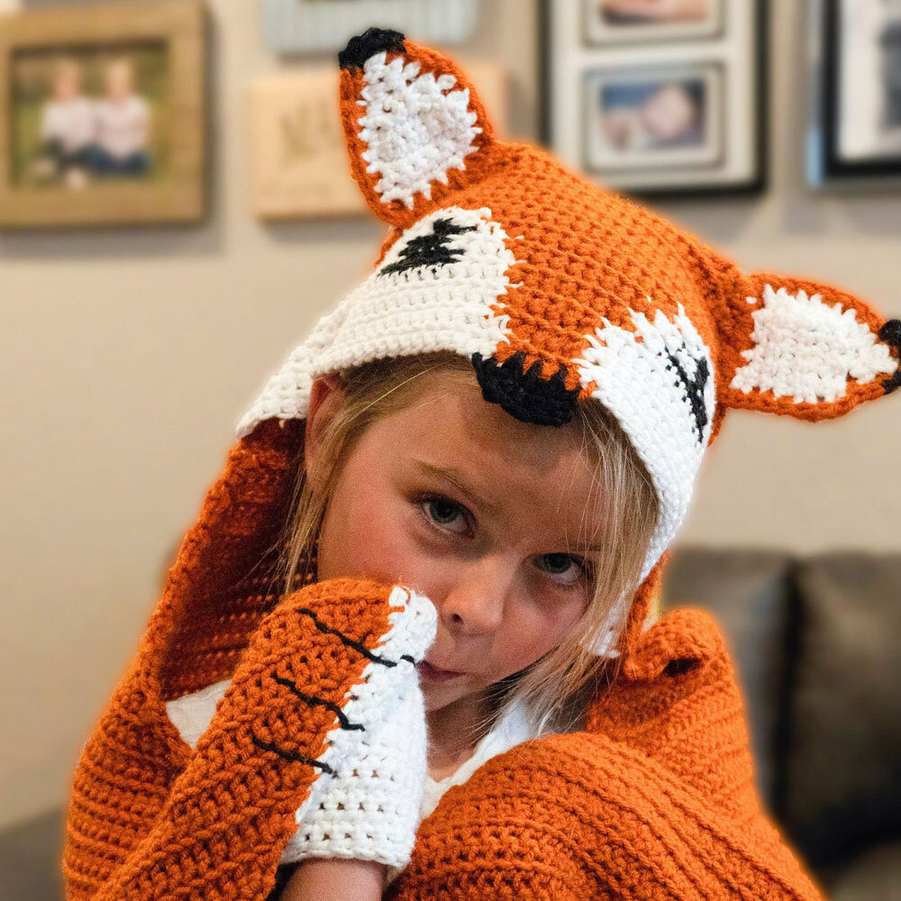 Fox Hooded Blanket Crochet Pattern from Handmade Hijinx on Etsy