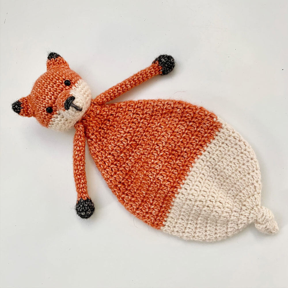 Ella Fox Lovey Crochet Pattern Fox Ragdoll Amigurumi Comforter Security blanket in Dutch, English US and UK terminology from Bumble Beez Design on Etsy