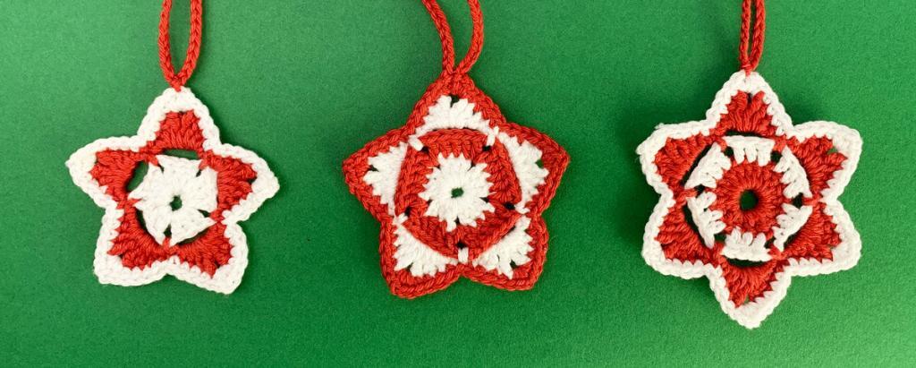 red and white crocheted stars