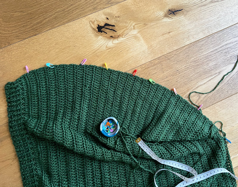Progress of crochet cardigan