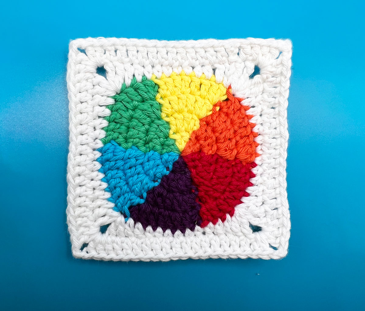 Colour wheel granny square crochet 