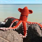 Giant crocheted vampire squid